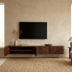 Cavetown Industriele Kasten|Tv Meubels|Tv meubel Yama walnoot zwevend | 235cm