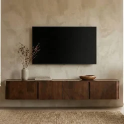 Cavetown Industriele Kasten|Tv Meubels|Tv meubel Yama walnoot zwevend | 195cm