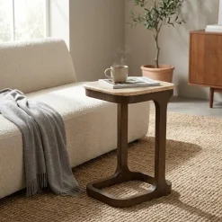 Eleonora Bijzettafels|Tyler Bijzettafel travertin 40 cm