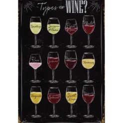 Cavetown Metalen Borden|Types of Wine - metalen bord