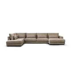 Pepp Hoekbanken|U-Bank Como met ottoman links – Beige Silencio 19 Chenille