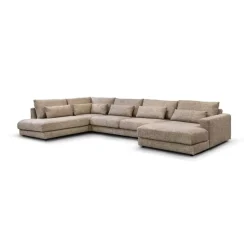 Pepp Hoekbanken|U-Bank Como met ottoman links – Beige Silencio 19 Chenille