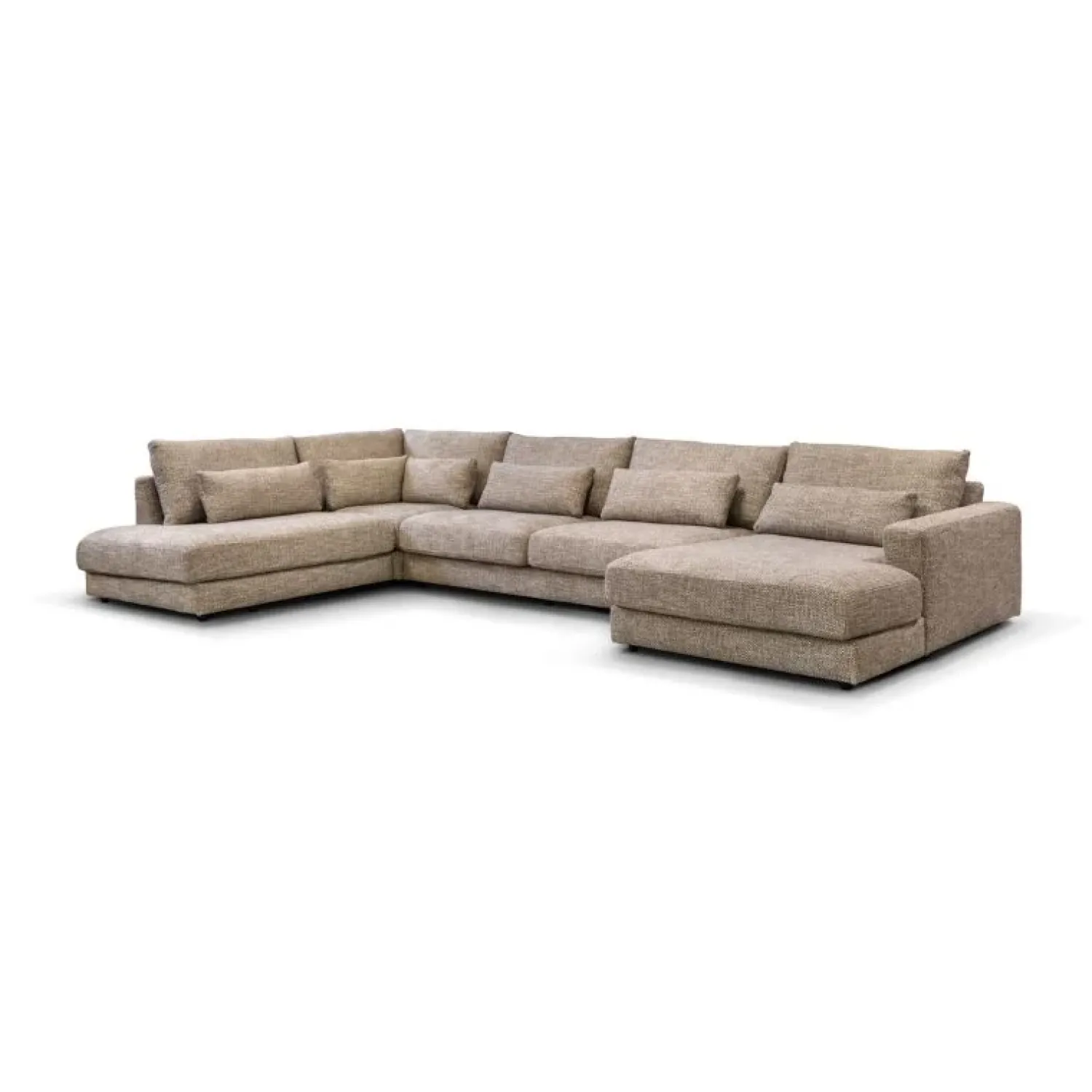 Pepp Hoekbanken|U-Bank Como met ottoman links – Beige Silencio 19 Chenille