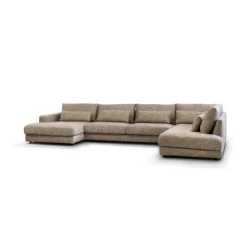 Pepp Hoekbanken|U-Bank Como met ottoman rechts – Beige Silencio 19 Chenille