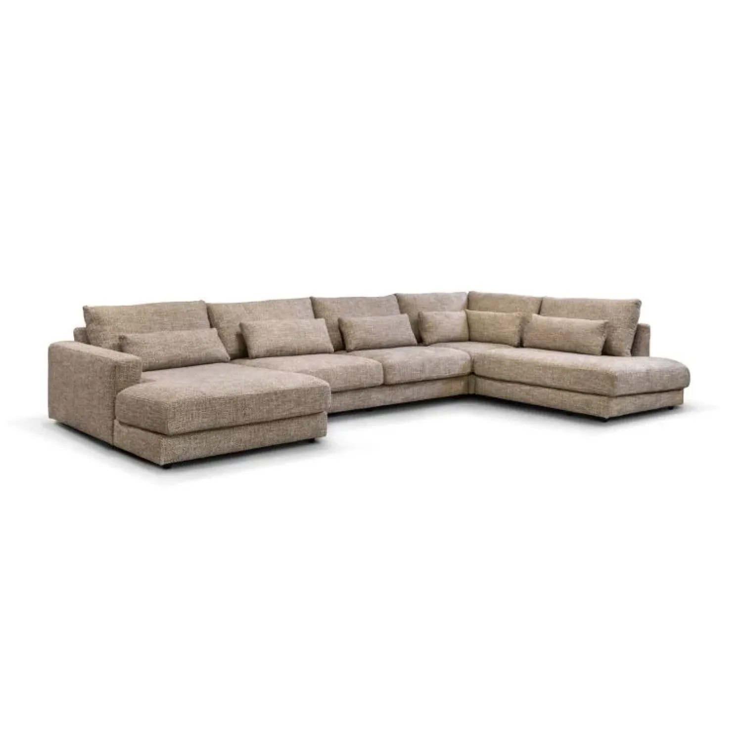 Pepp Hoekbanken|U-Bank Como met ottoman rechts – Beige Silencio 19 Chenille