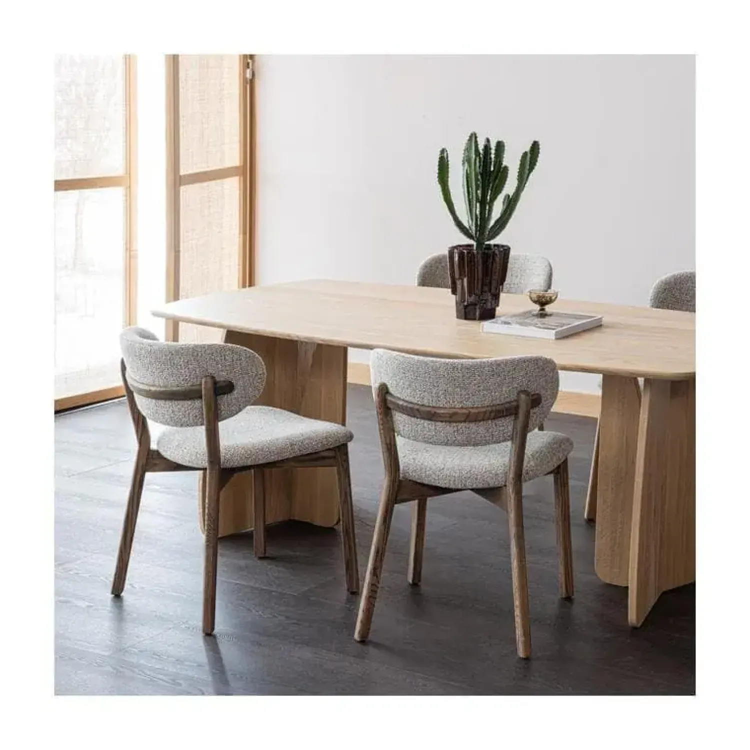 WOOOD Eetkamerstoelen|Udar Eetkamerstoel naturel met houten frame bruin