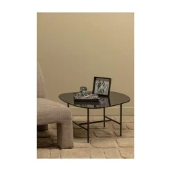 WOOOD Salontafels|Vajen Salontafel organisch Zwart Marmerlook 70cm