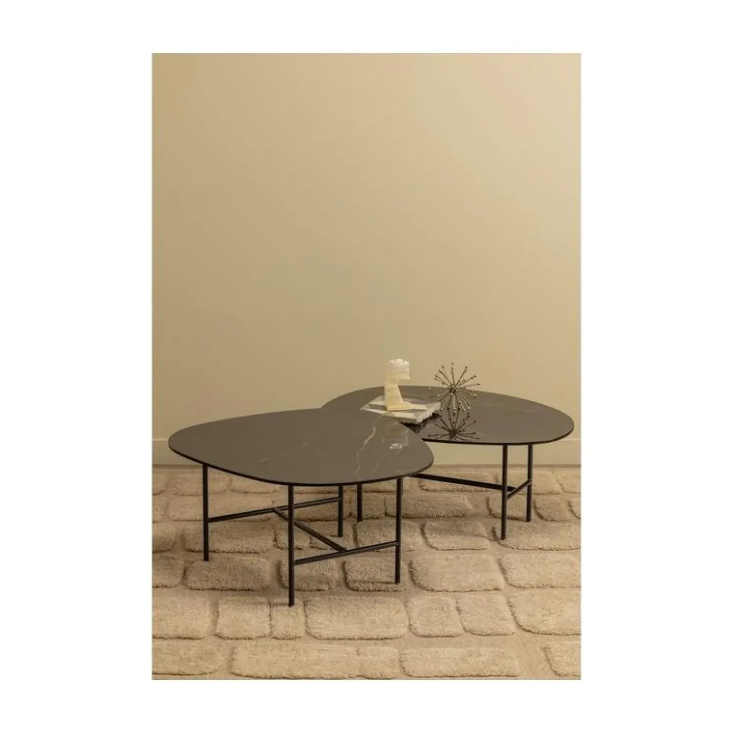 WOOOD Salontafels|Vajen Salontafel organisch Zwart Marmerlook 70cm