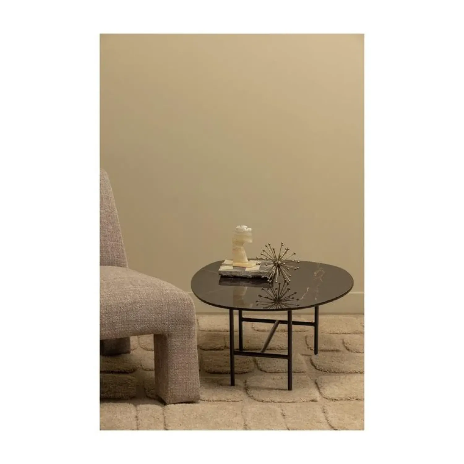 WOOOD Salontafels|Vajen Salontafel organisch Zwart Marmerlook 80cm