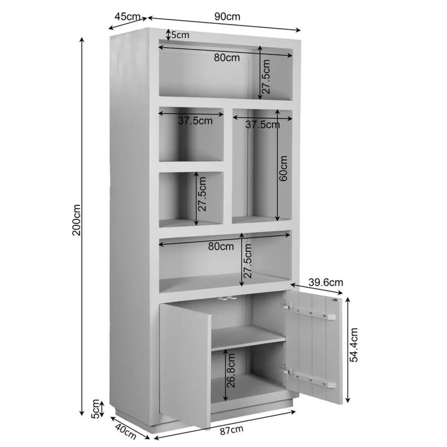 Furndea Vakkenkasten|Industriele Kasten|Vakkenkast Dortmund Walnoot 90cm