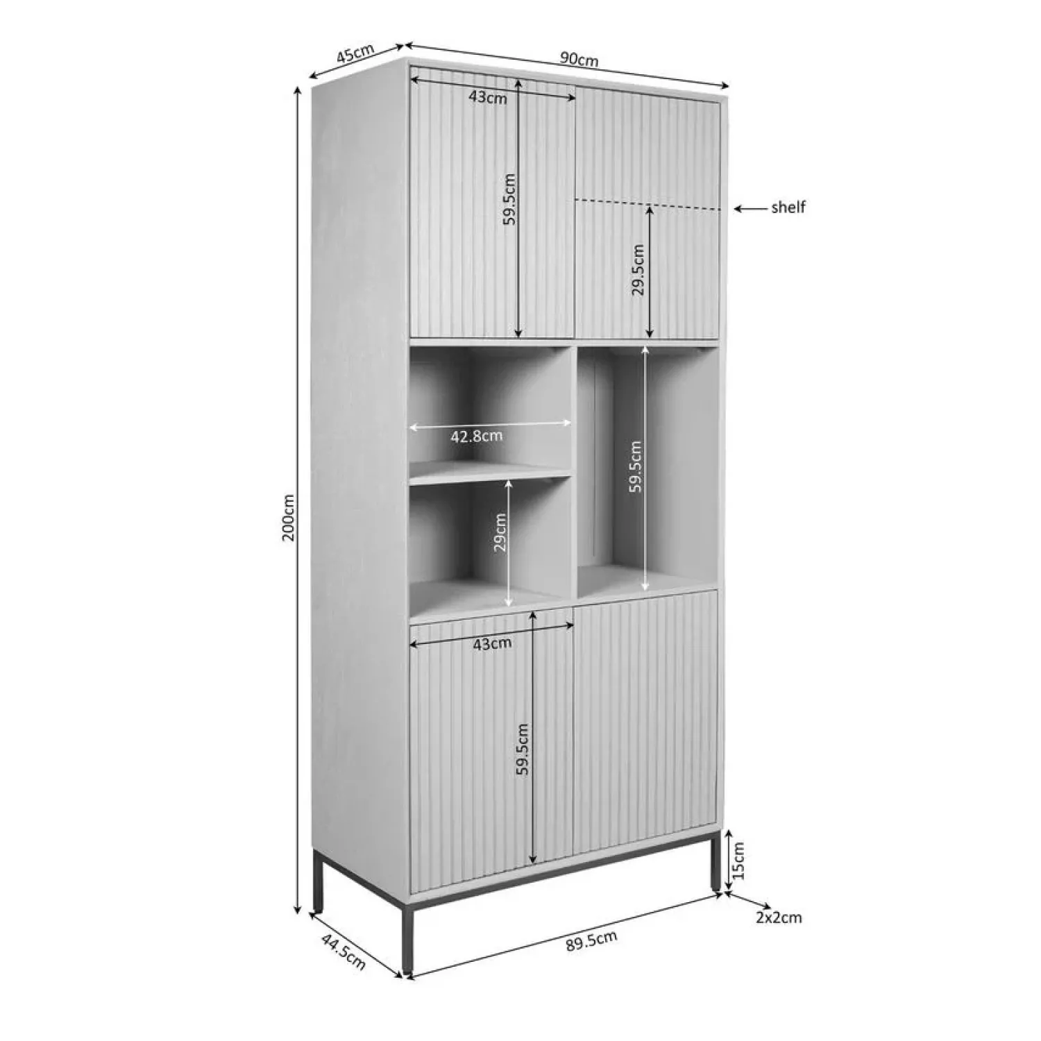 Furndea Vakkenkasten|Industriele Kasten|Vakkenkast Martin Walnoot 90cm