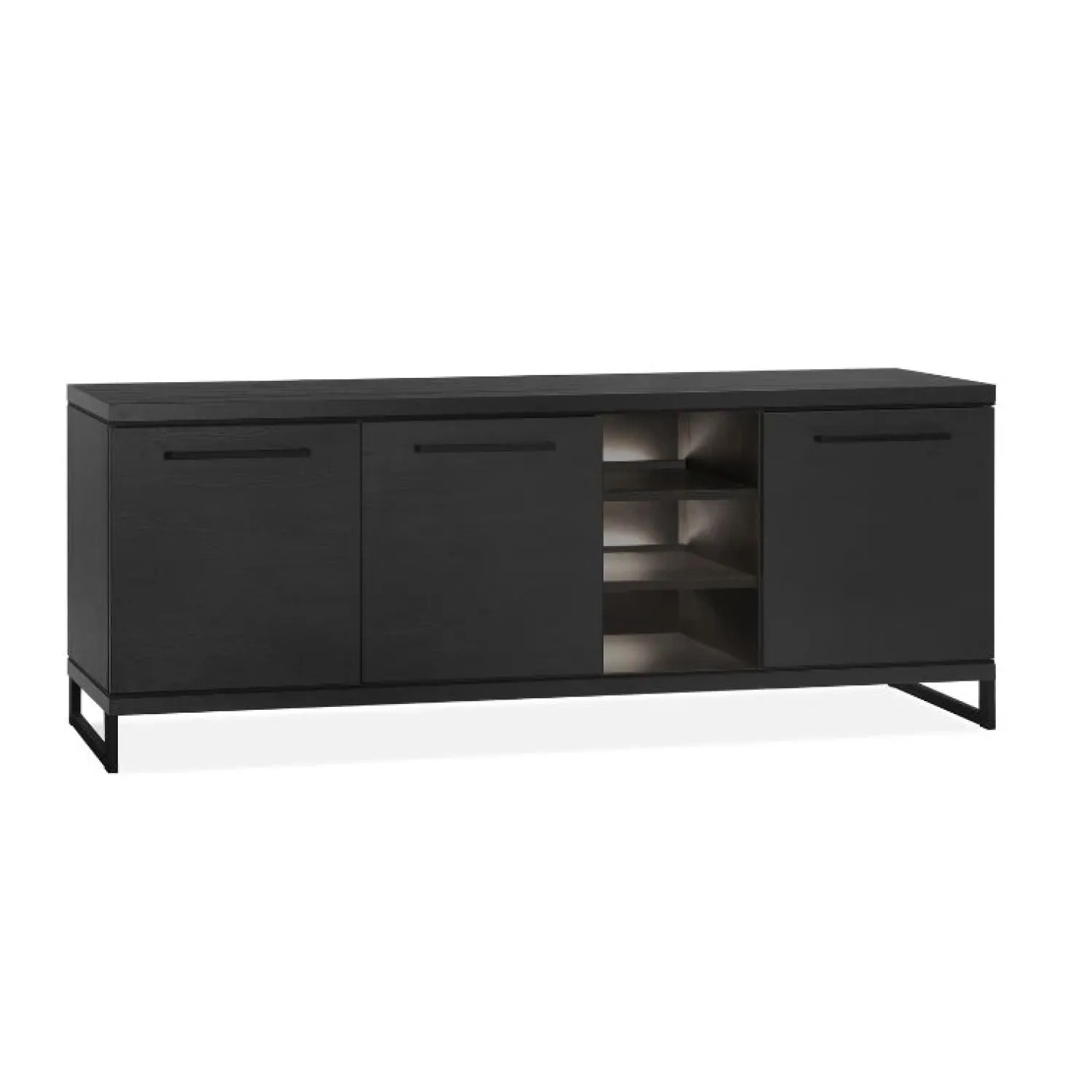Maison Madera Dressoirs|Industriele Kasten|Valente Dressoir 3-deurs Zwart 220cm