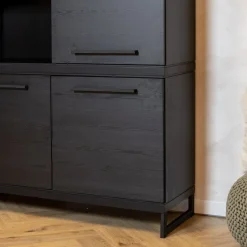Maison Madera Wandkasten|Industriele Kasten|Valente Wandkast Zwart 120cm