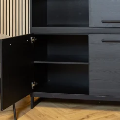 Maison Madera Wandkasten|Industriele Kasten|Valente Wandkast Zwart 120cm