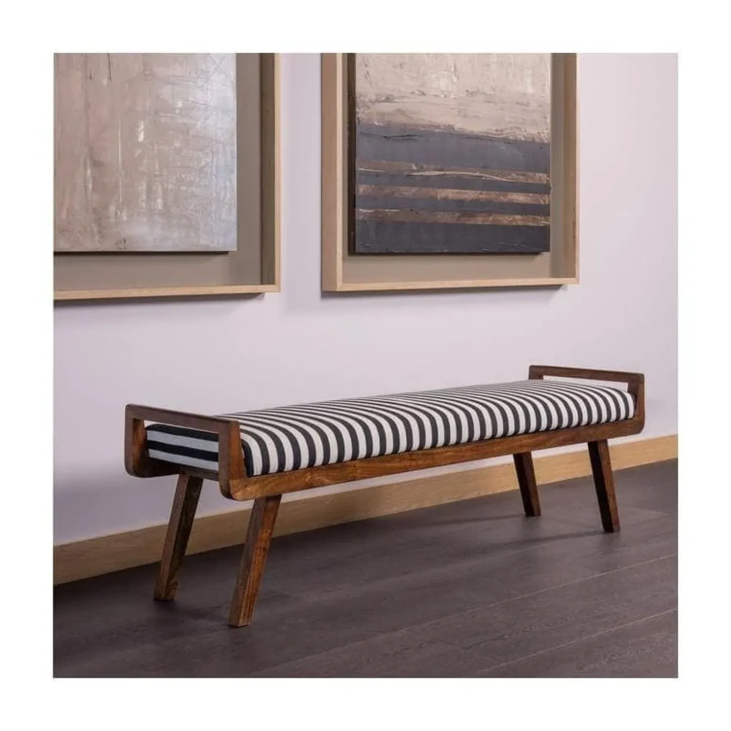 WOOOD Eetkamerbanken|Eetkamerbanken|Valo Bankje Gestreept 157cm