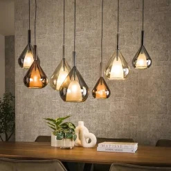 Kalfort Hanglampen|Glazen Hanglamp|Velura 7-lichts Hanglamp industrieel
