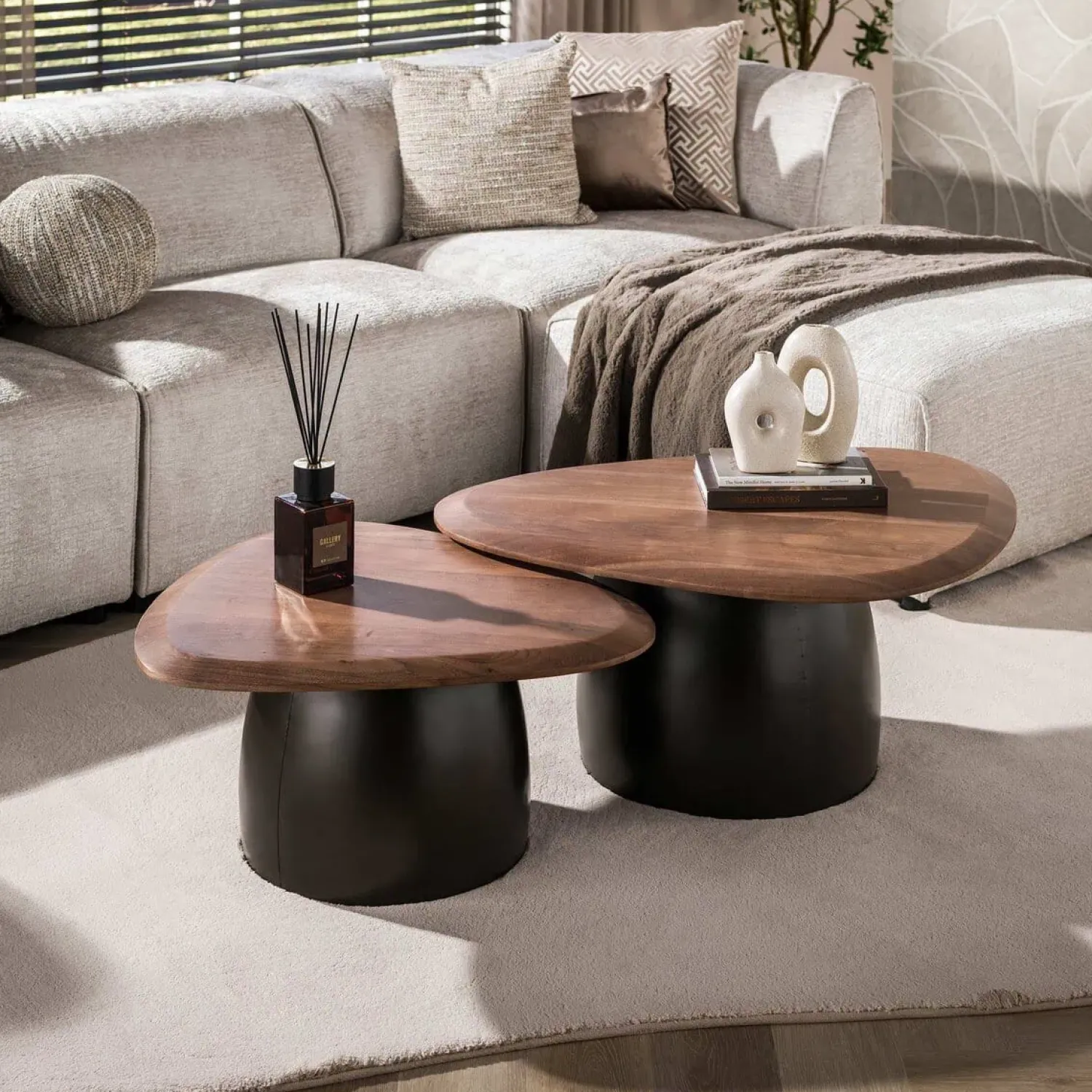 Kalfort Salontafels|Vero Salontafel set van 2 organisch Acaciahout