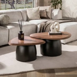 Kalfort Salontafels|Vero Salontafel set van 2 organisch Acaciahout