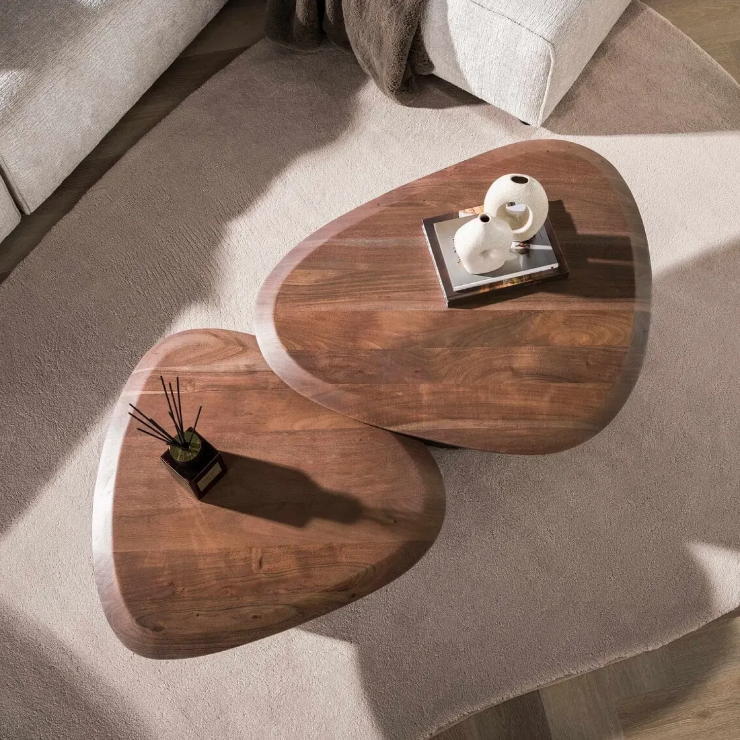 Kalfort Salontafels|Vero Salontafel set van 2 organisch Acaciahout