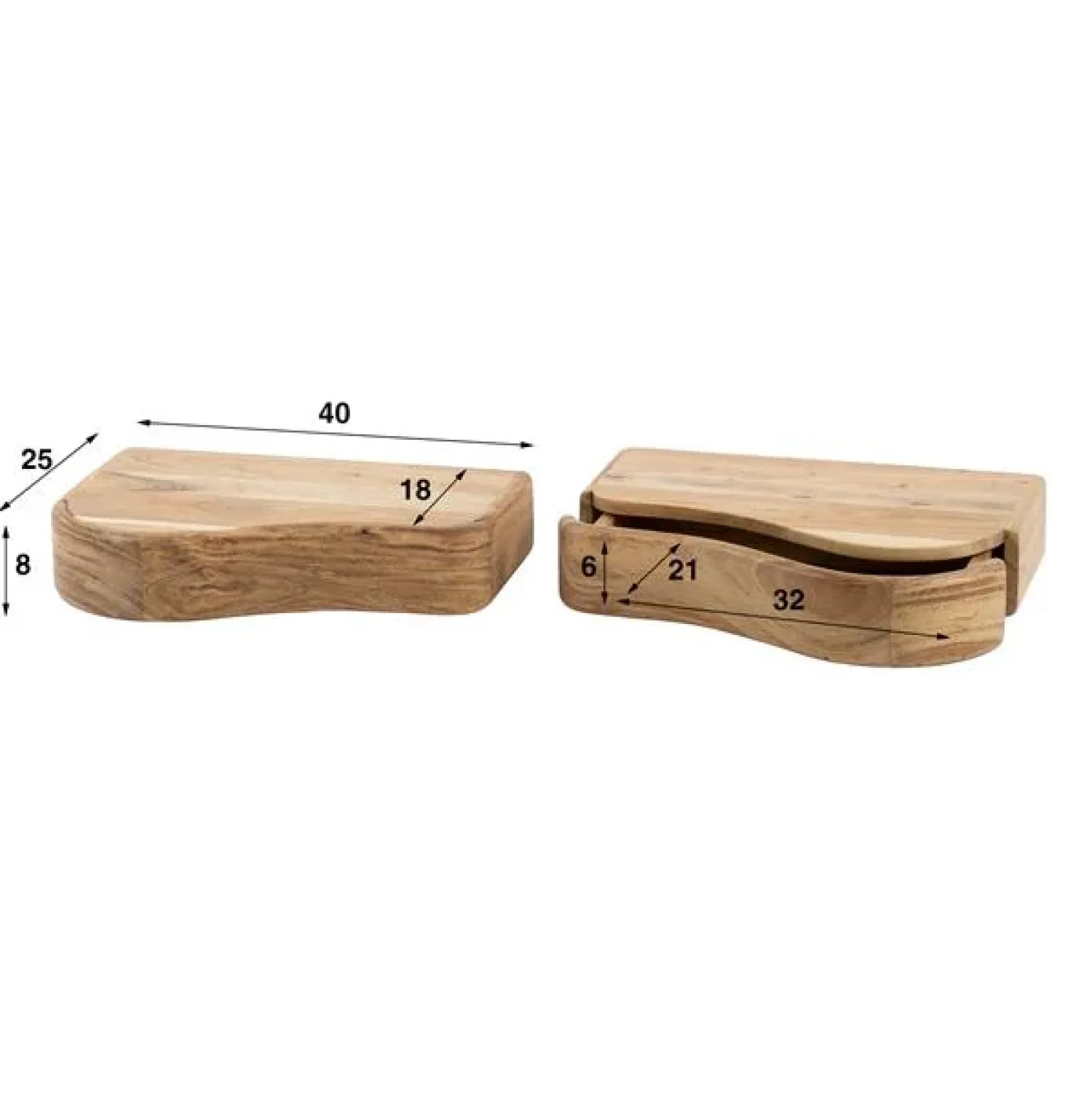 Kalfort Nachtkastjes|Industriele Kasten|Victor Zwevend Nachtkastje set van 2 Acaciahout 45cm