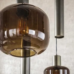 Kalfort Hanglampen|Glazen Hanglamp|Vigo 7-lichts Hanglamp Bruin