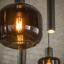 Kalfort Hanglampen|Glazen Hanglamp|Vigo 7-lichts Hanglamp Bruin