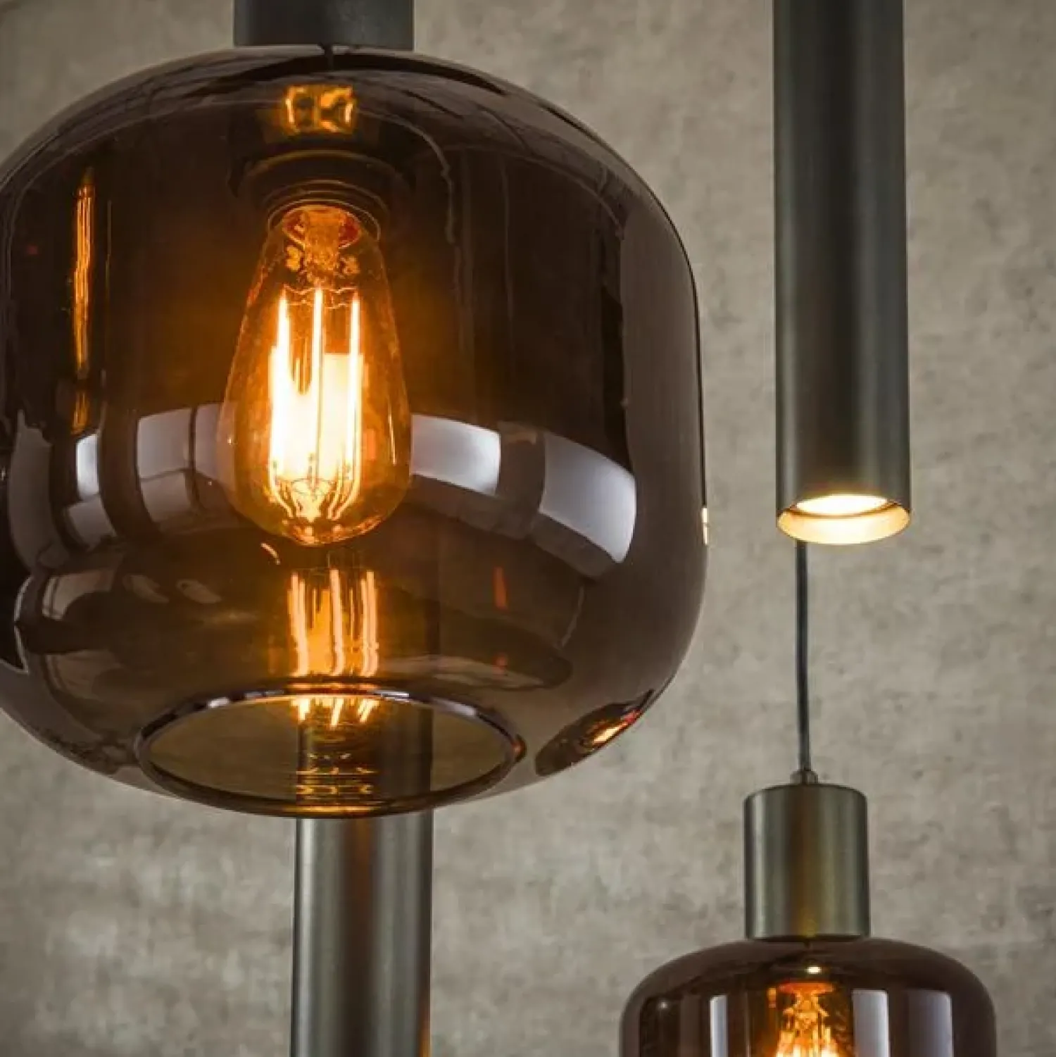 Kalfort Hanglampen|Glazen Hanglamp|Vigo 7-lichts Hanglamp Bruin