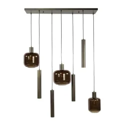 Kalfort Hanglampen|Glazen Hanglamp|Vigo 7-lichts Hanglamp Bruin