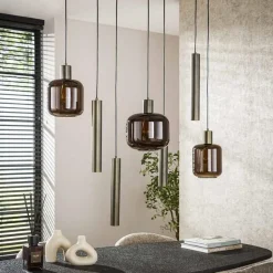 Kalfort Hanglampen|Glazen Hanglamp|Vigo 7-lichts Hanglamp Bruin