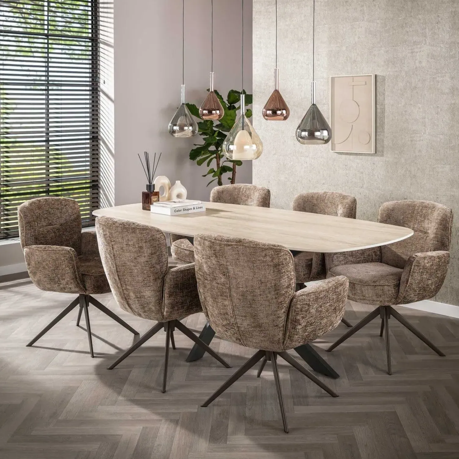 Kalfort Eetkamerstoelen|Vito Eetkamerstoel Hoven champagne-bruin