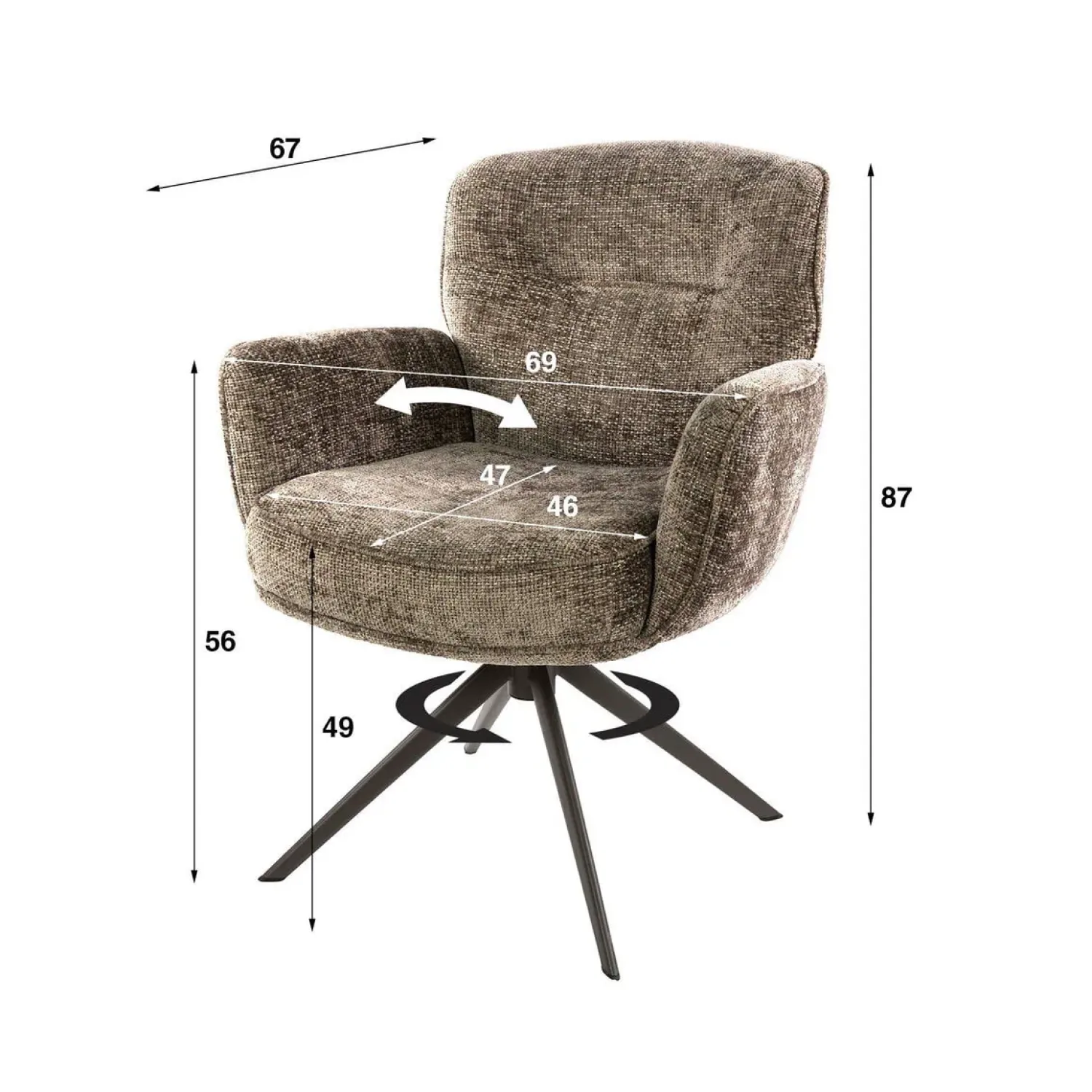 Kalfort Eetkamerstoelen|Vito Eetkamerstoel Hoven champagne-bruin
