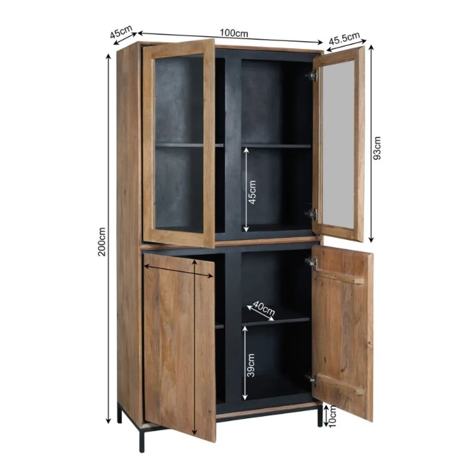 Furndea Vitrinekasten|Industriele Kasten|Vitrinekast Sindacco Naturel 100 cm