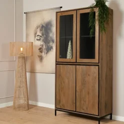 Furndea Vitrinekasten|Industriele Kasten|Vitrinekast Sindacco Naturel 100 cm