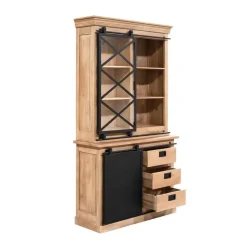 Furndea Vitrinekasten|Industriele Kasten|Vitrinekast Trenso Mangohout 120 cm