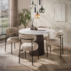 Kalfort Eettafels|Vittoria Eettafel rond Keramiek Bruin 120cm