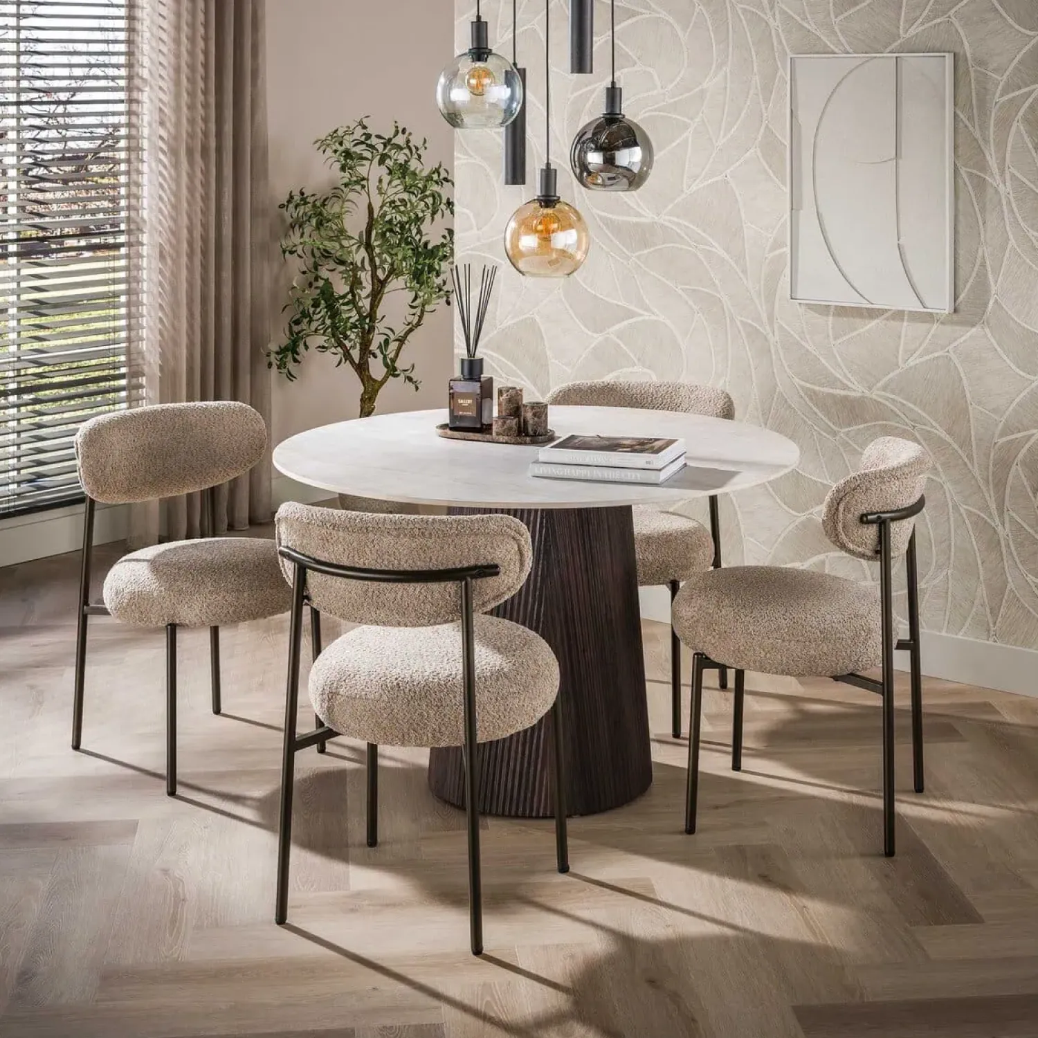 Kalfort Eettafels|Vittoria Eettafel rond Keramiek Bruin 120cm