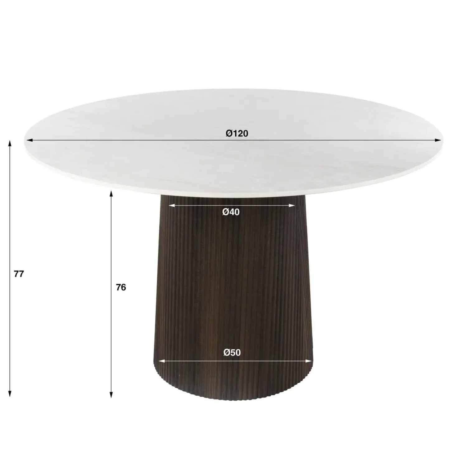 Kalfort Eettafels|Vittoria Eettafel rond Keramiek Bruin 120cm