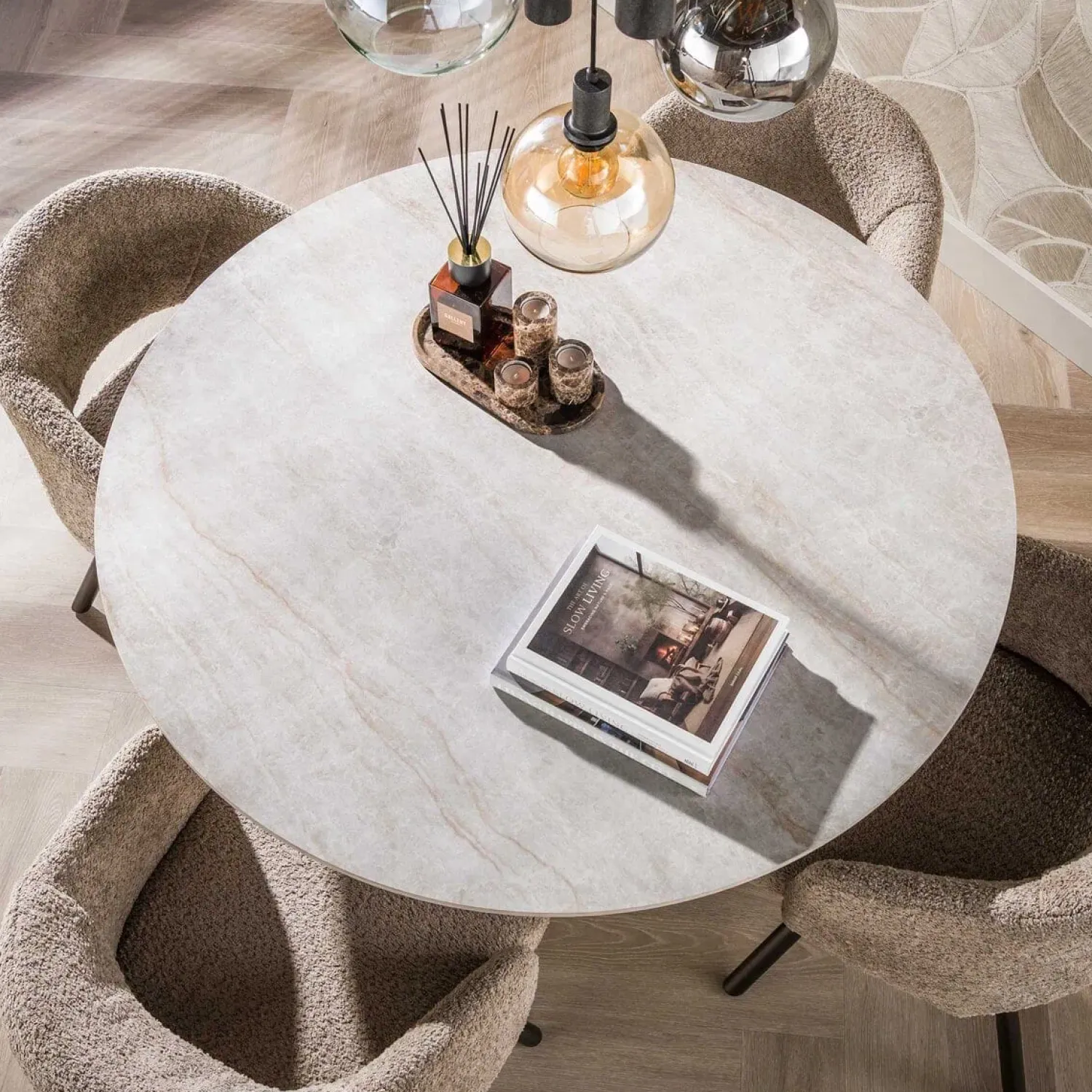 Kalfort Eettafels|Vittoria Eettafel rond Keramiek Bruin 120cm