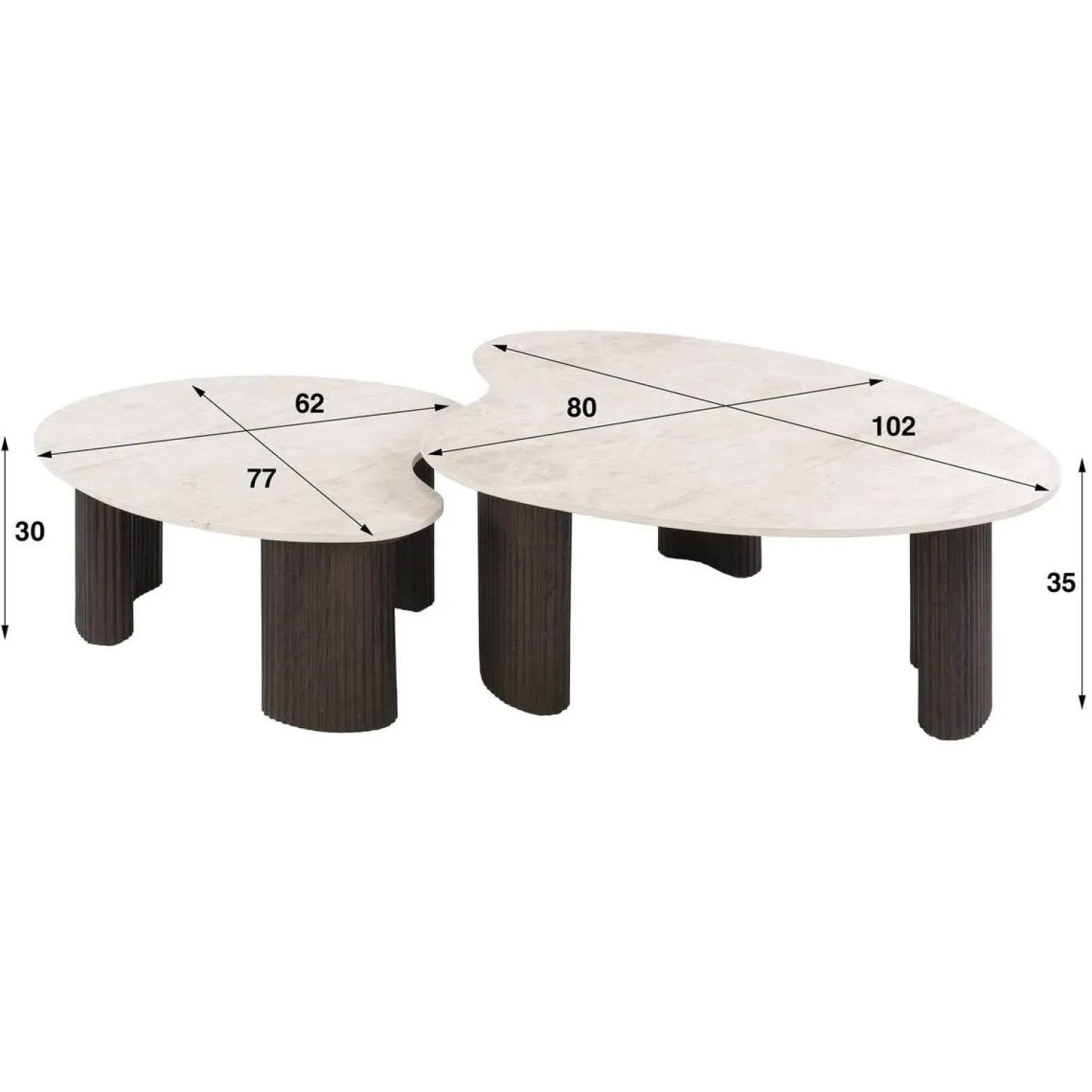Kalfort Salontafels|Vittoria Salontafel Aperto Set van 2 keramiek Bruin 102cm