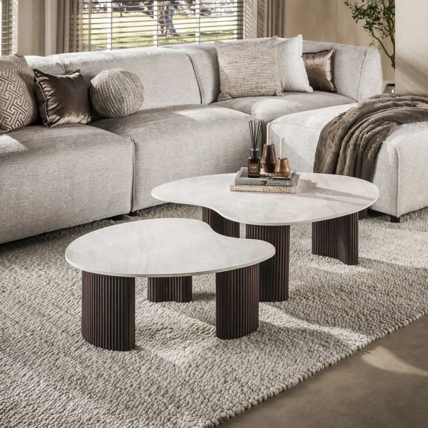 Kalfort Salontafels|Vittoria Salontafel Aperto Set van 2 keramiek Bruin 102cm