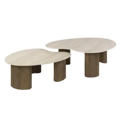 Kalfort Salontafels|Vittoria Salontafel Aperto Set van 2 keramiek Travertin 102cm