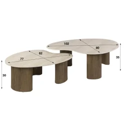Kalfort Salontafels|Vittoria Salontafel Aperto Set van 2 keramiek Travertin 102cm