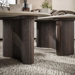 Kalfort Salontafels|Vittoria Salontafel Organisch Set van 2 keramiek Travertin 88cm