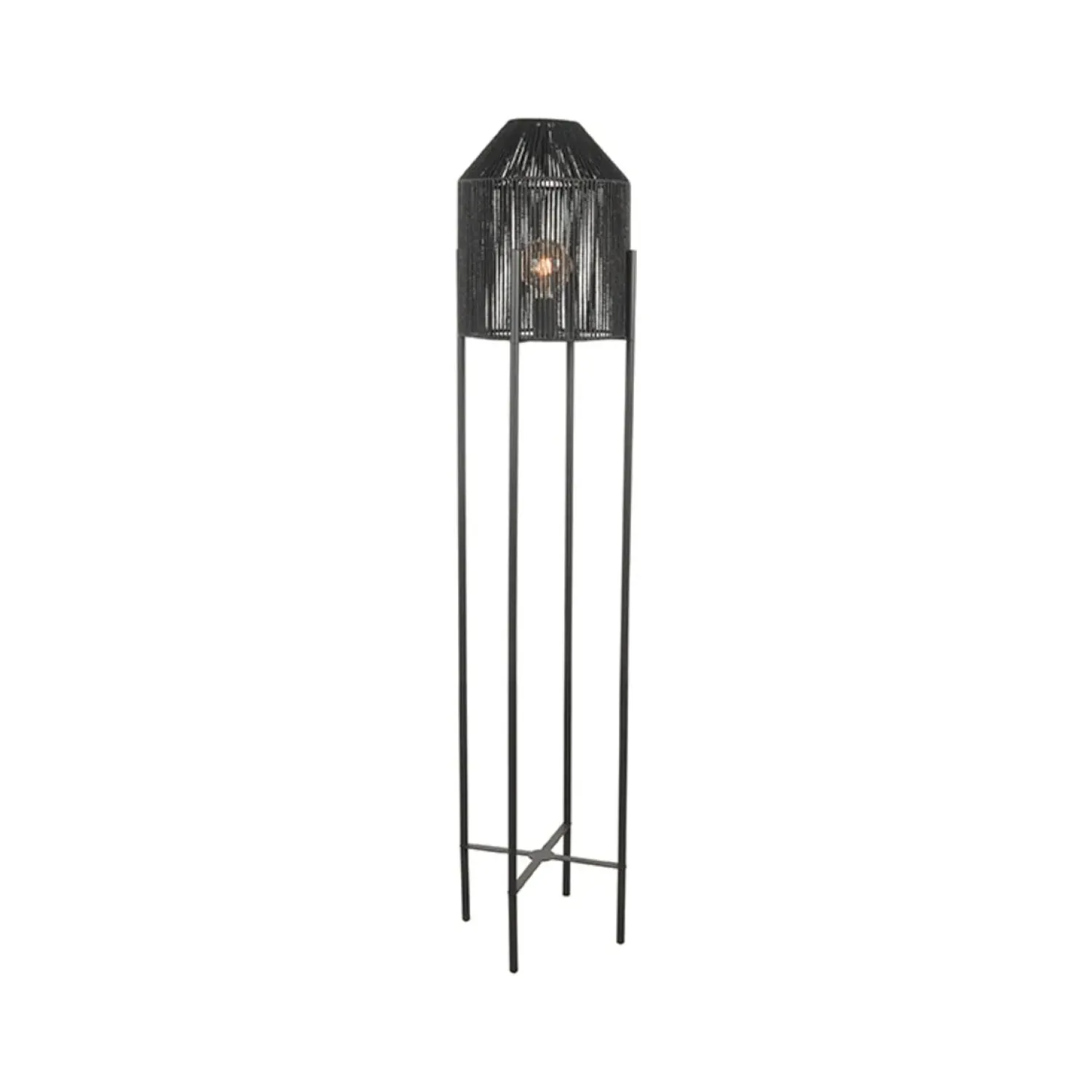 Label51 Vloerlampen|Vloerlamp Ibiza 1-Lichts Zwart Jute