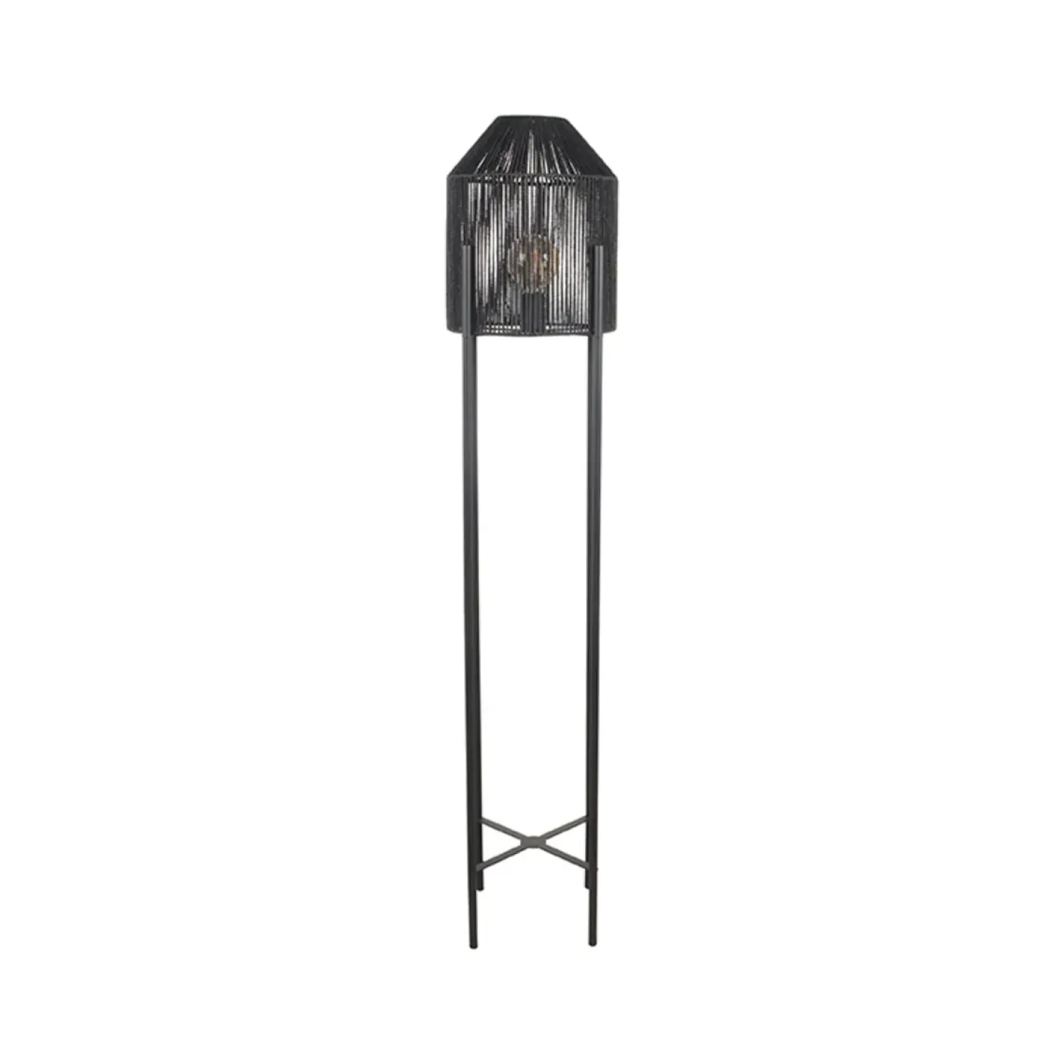 Label51 Vloerlampen|Vloerlamp Ibiza 1-Lichts Zwart Jute