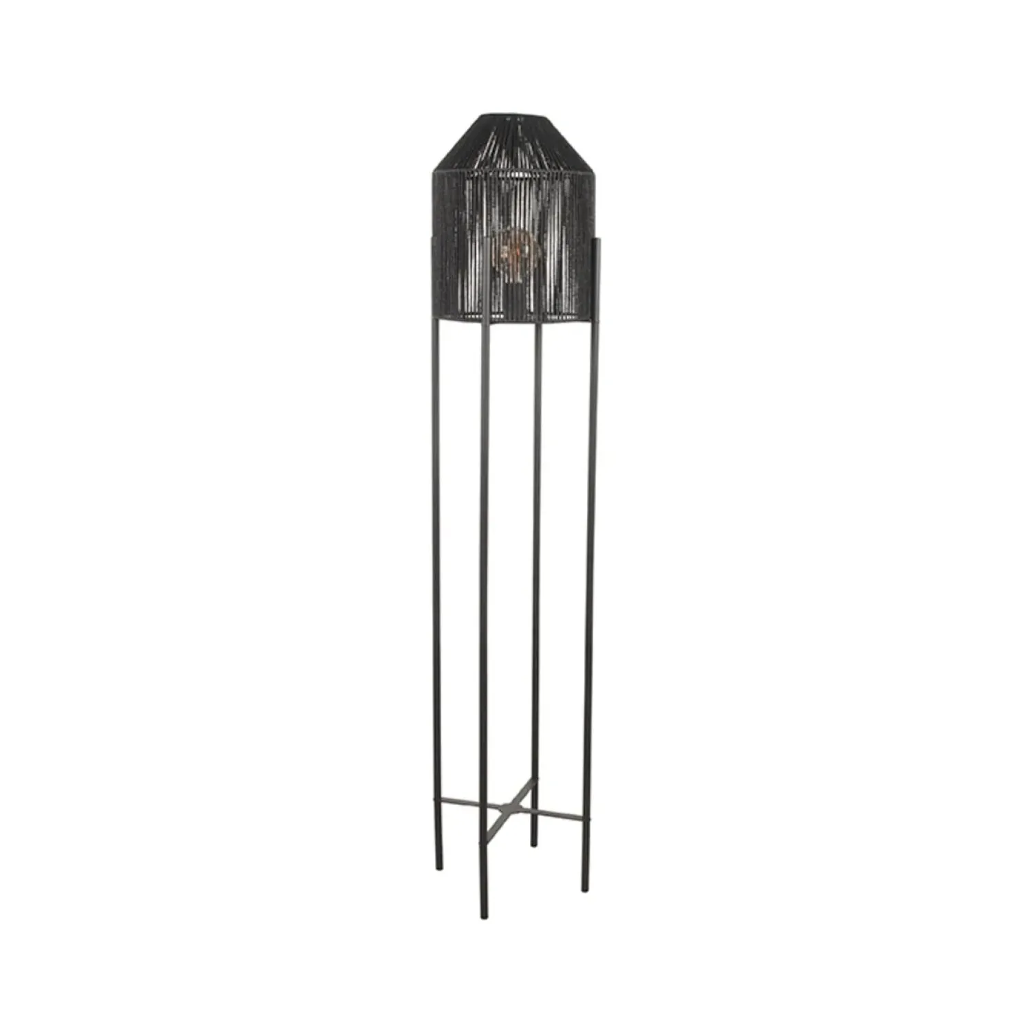 Label51 Vloerlampen|Vloerlamp Ibiza 1-Lichts Zwart Jute