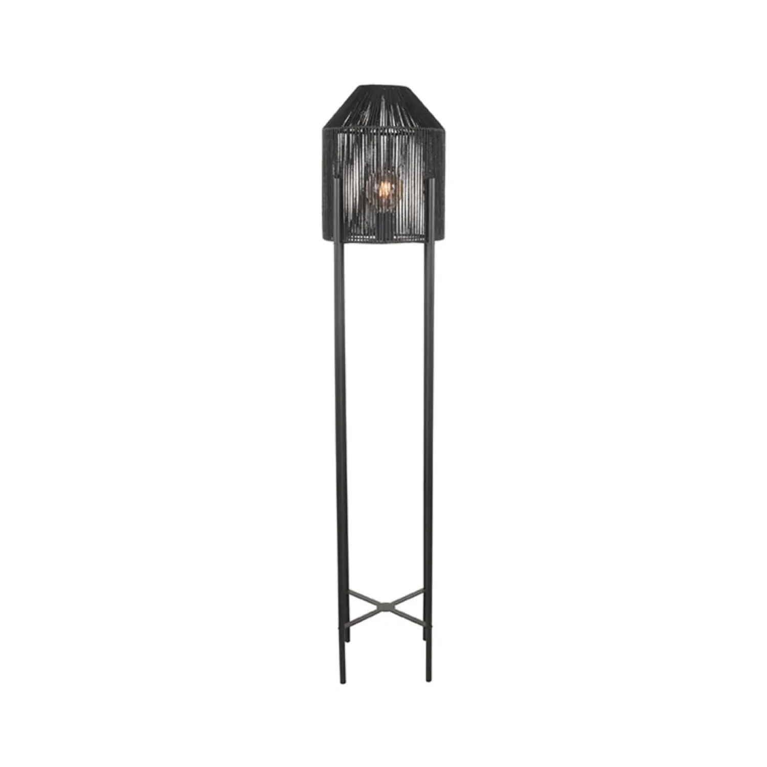 Label51 Vloerlampen|Vloerlamp Ibiza 1-Lichts Zwart Jute