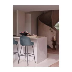 WOOOD Barkrukken|Vogue Barstoel Hoog Velvet Blauw