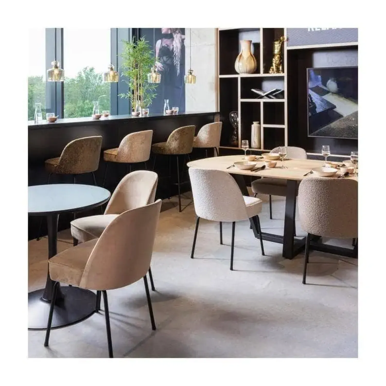 WOOOD Eetkamerstoelen|Vogue Eetkamerstoel Boucle Nougat