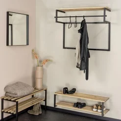 Redin Design Kapstokken|Wandkapstok industrieel Parker XL zwart / hout